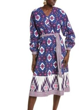 Garrie B Mixed Ikat Midi Dress